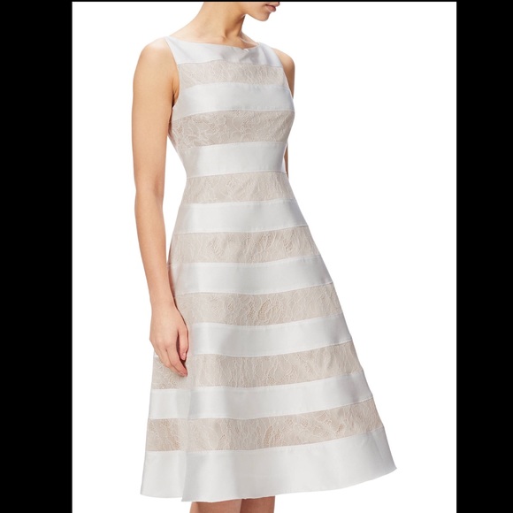 Adrianna Papell Dresses & Skirts - Adrianna Papell Striped Lace And Mikado Dress